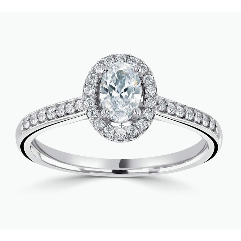 Platinum Halo Oval 1.26ct Lab Grown Diamond Ring