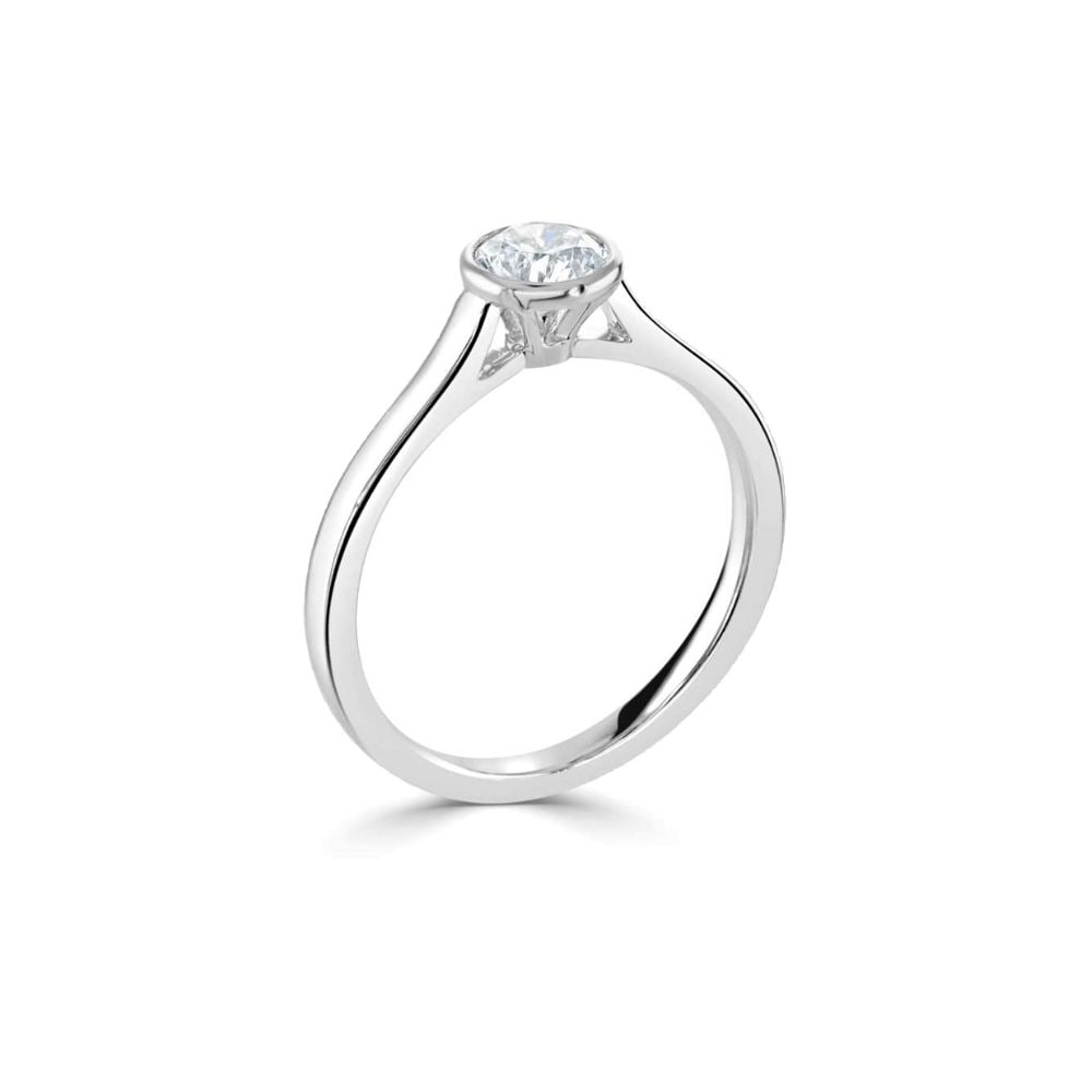 Platinum Rubover Round Brilliant 0.50ct Diamond Ring