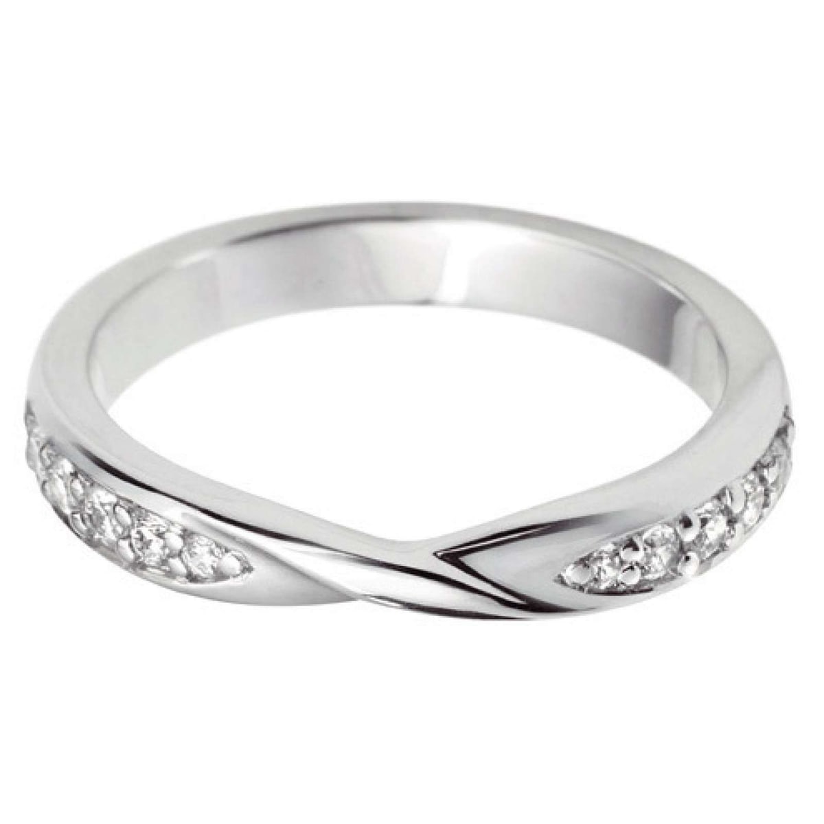 Twist Silhouette Diamond Set Shaped Wedding Ring