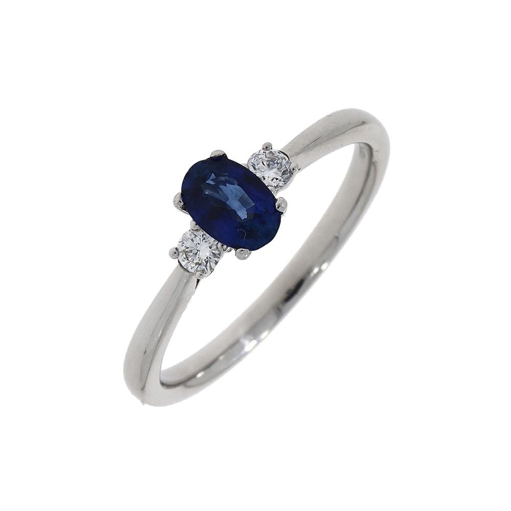 White Gold 3 Stone Sapphire and Diamond Ring