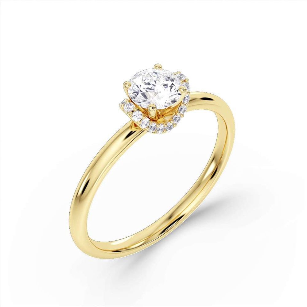 Yellow Gold 4 Claw Round Brilliant 0.89ct Diamond Ring