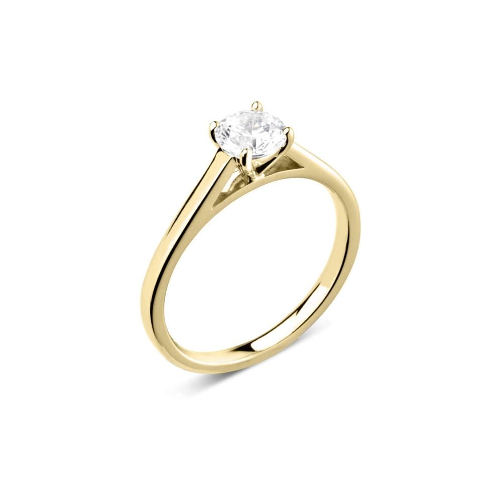 Yellow Gold 4 Claw Round Brilliant 1.02ct Diamond Ring