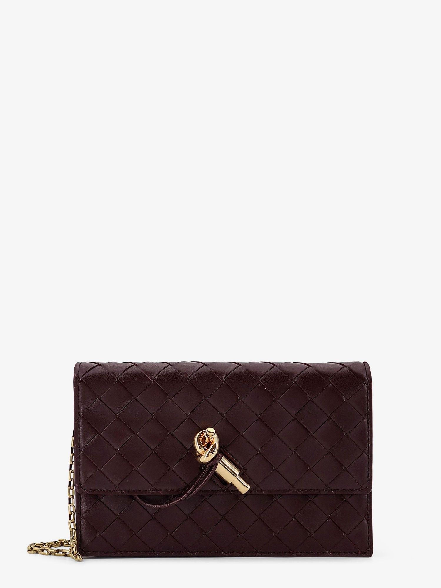 Bottega Veneta Intrecciato Leather Knot Clutch Purple