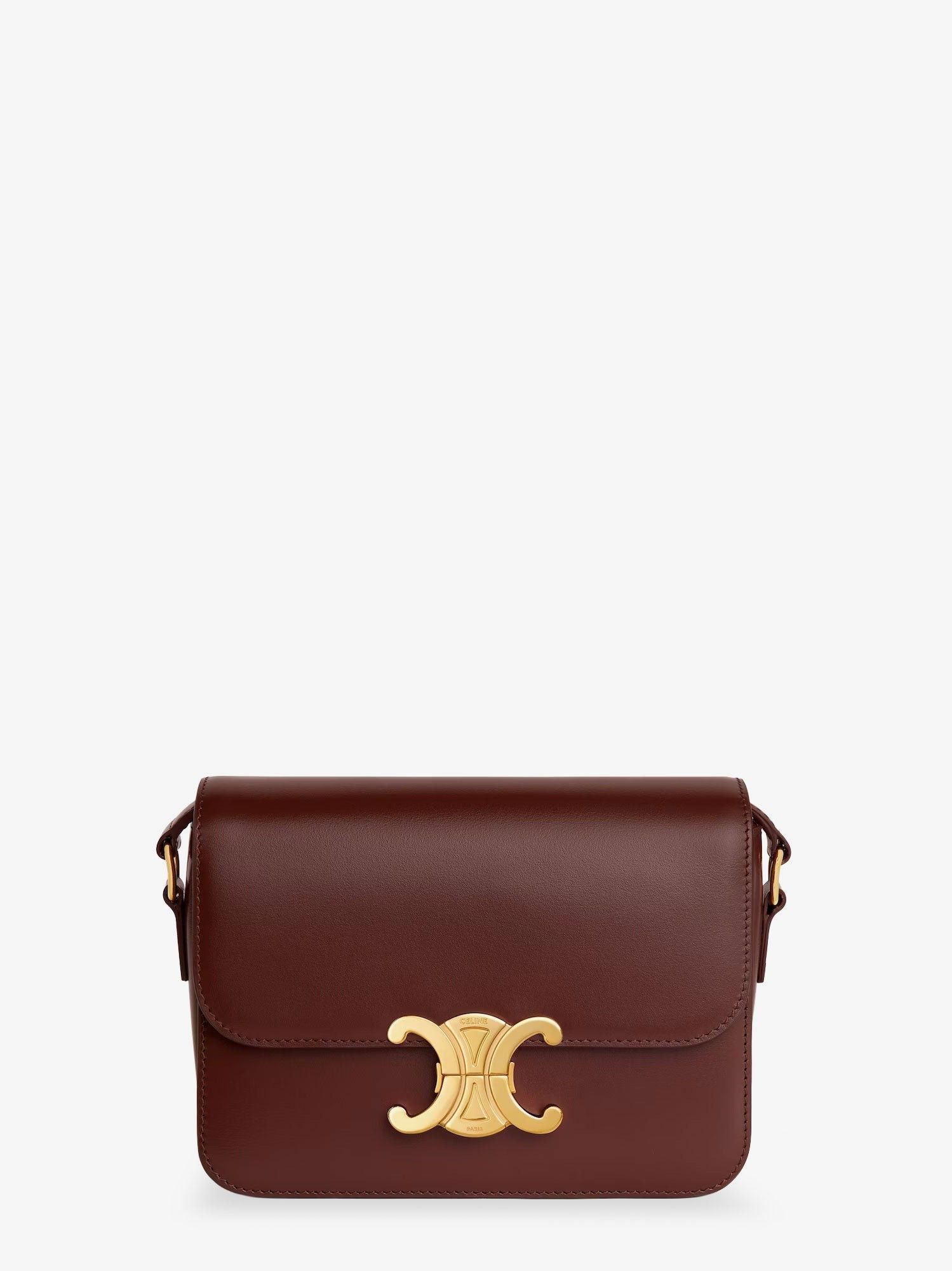 Celine Teen Triomphe Bag in Shiny Brown Leather