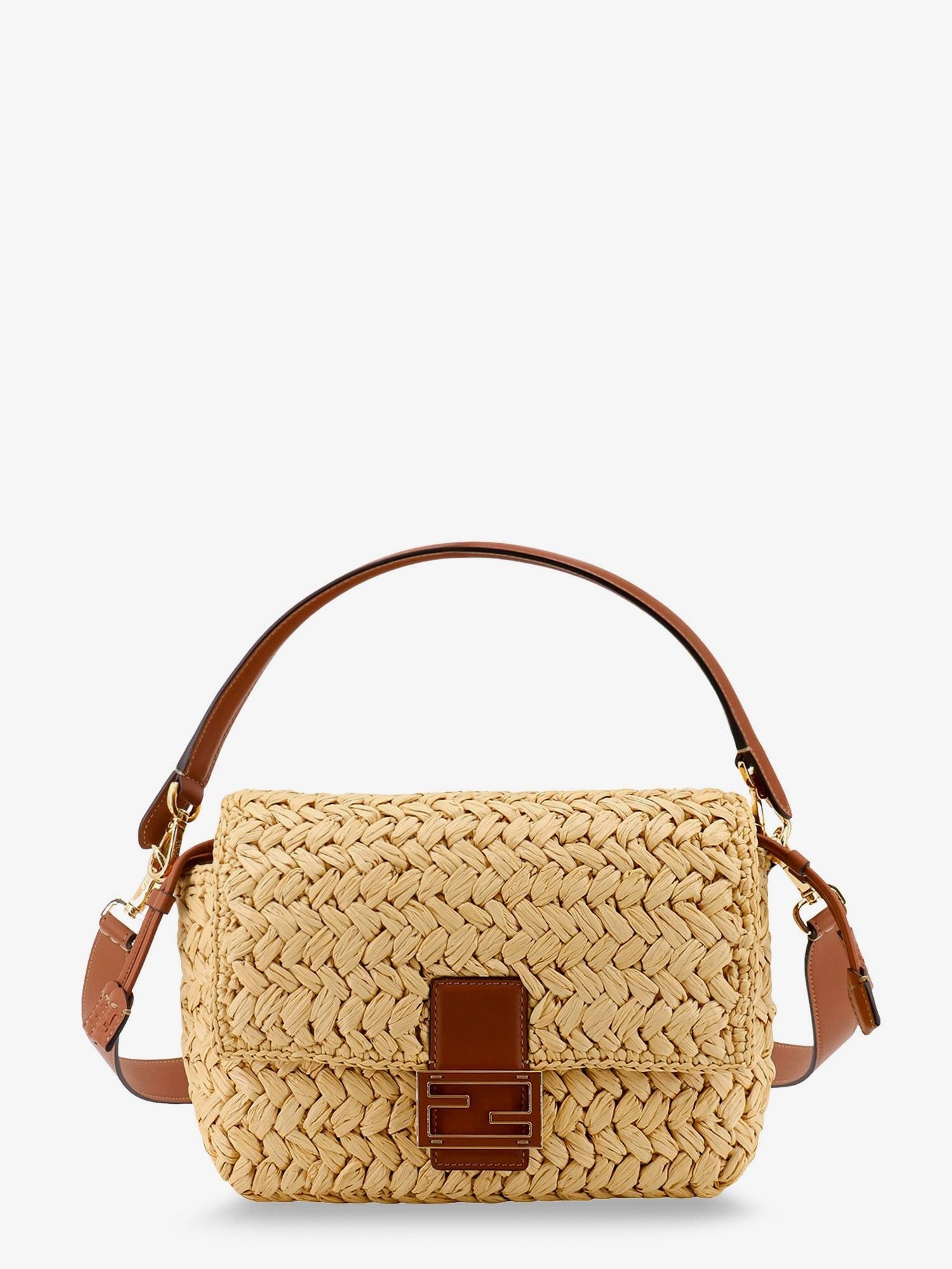 Fendi Baguette Raffia Crossbody Beige 26.5CM