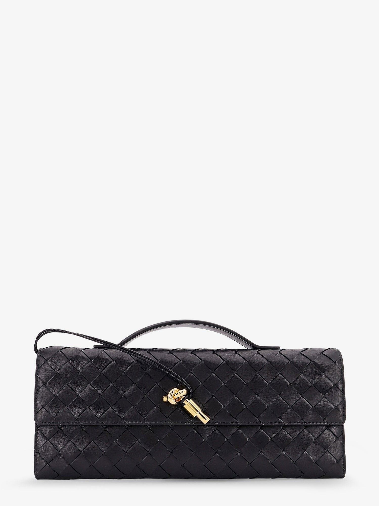 Bottega Veneta Intrecciato Knot On Strap Clutch Black