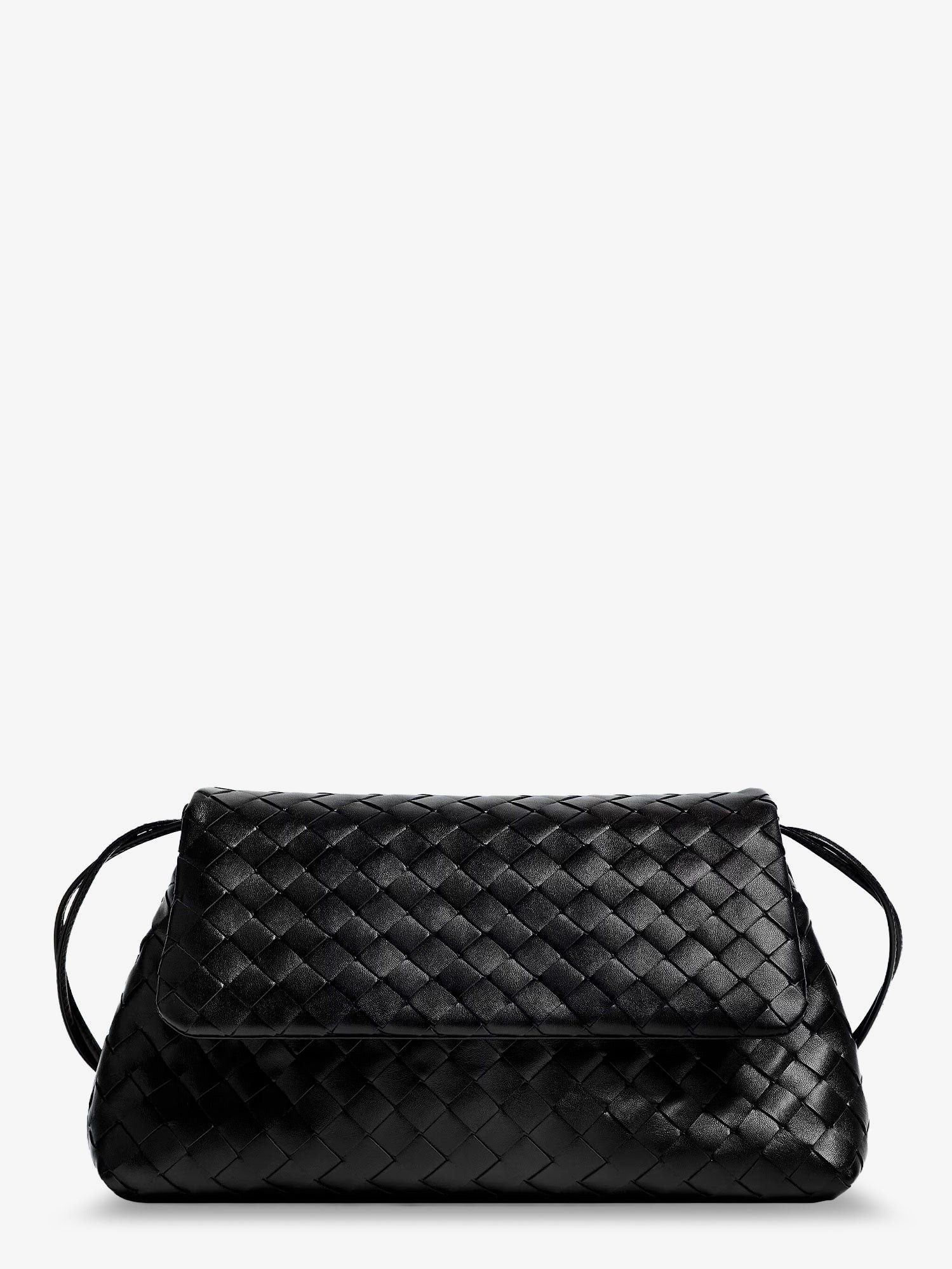 Bottega Veneta Intrecciato Leather Shoulder Bag Black