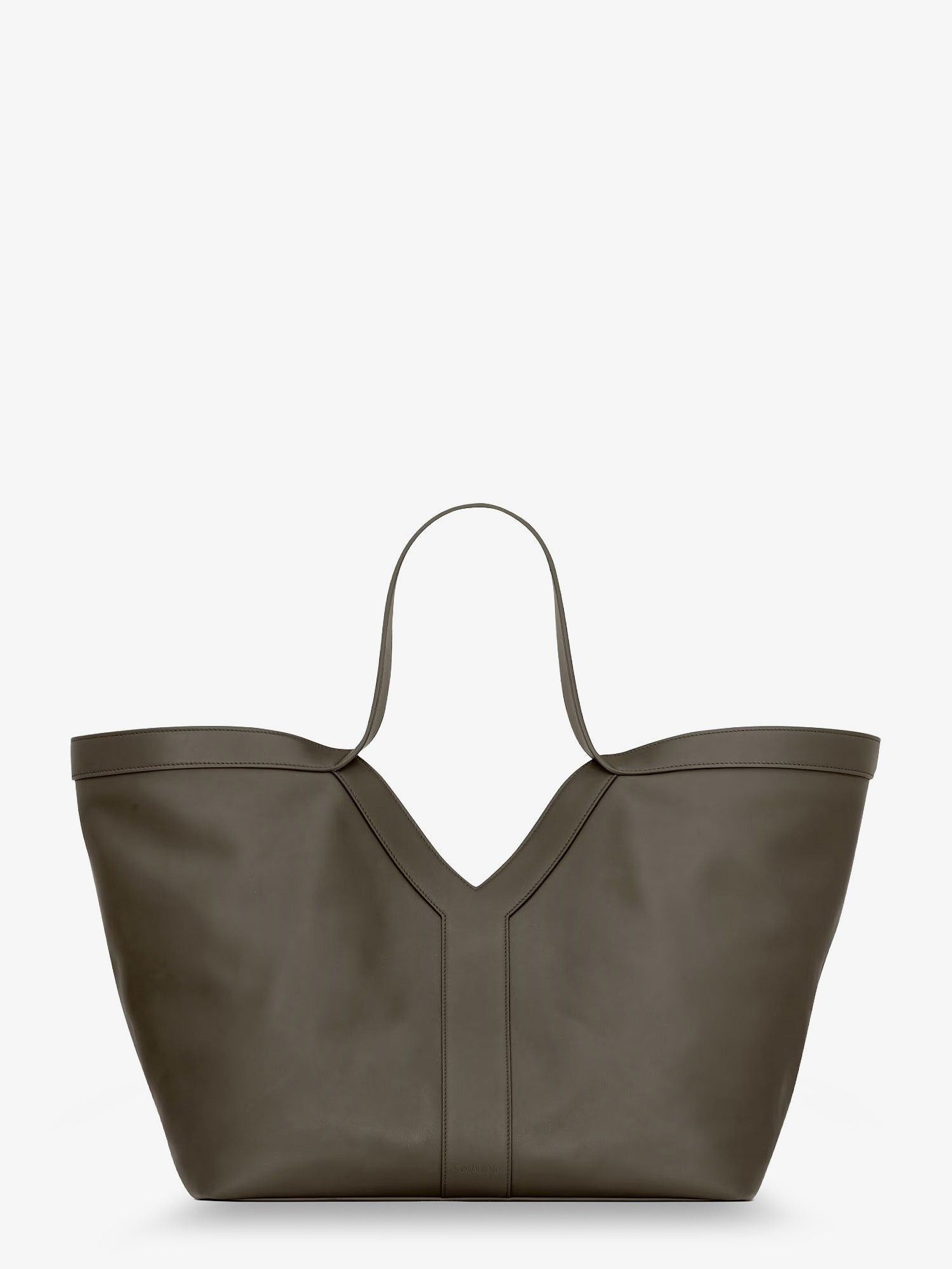 Saint Laurent Large Y-Stitch Leather Tote Bag Beige