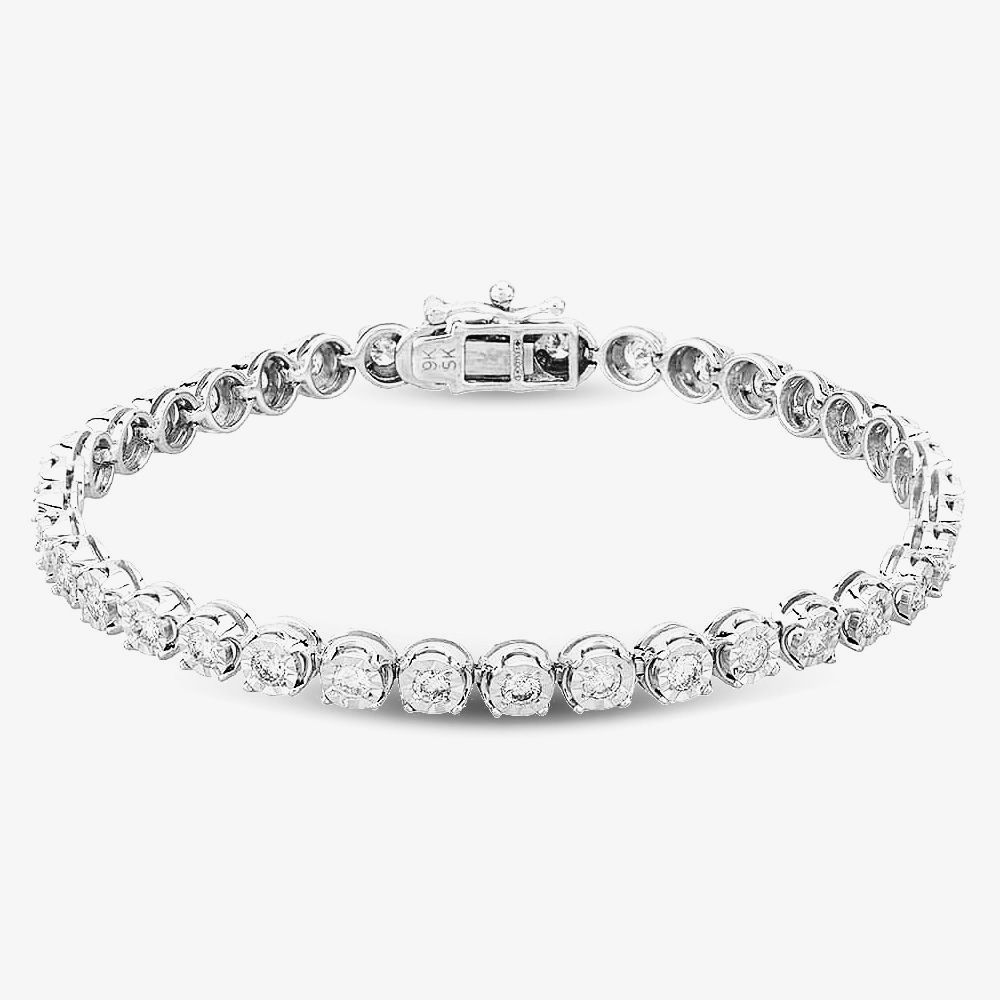 9ct White Gold 2.00ct Diamond Tennis Bracelet