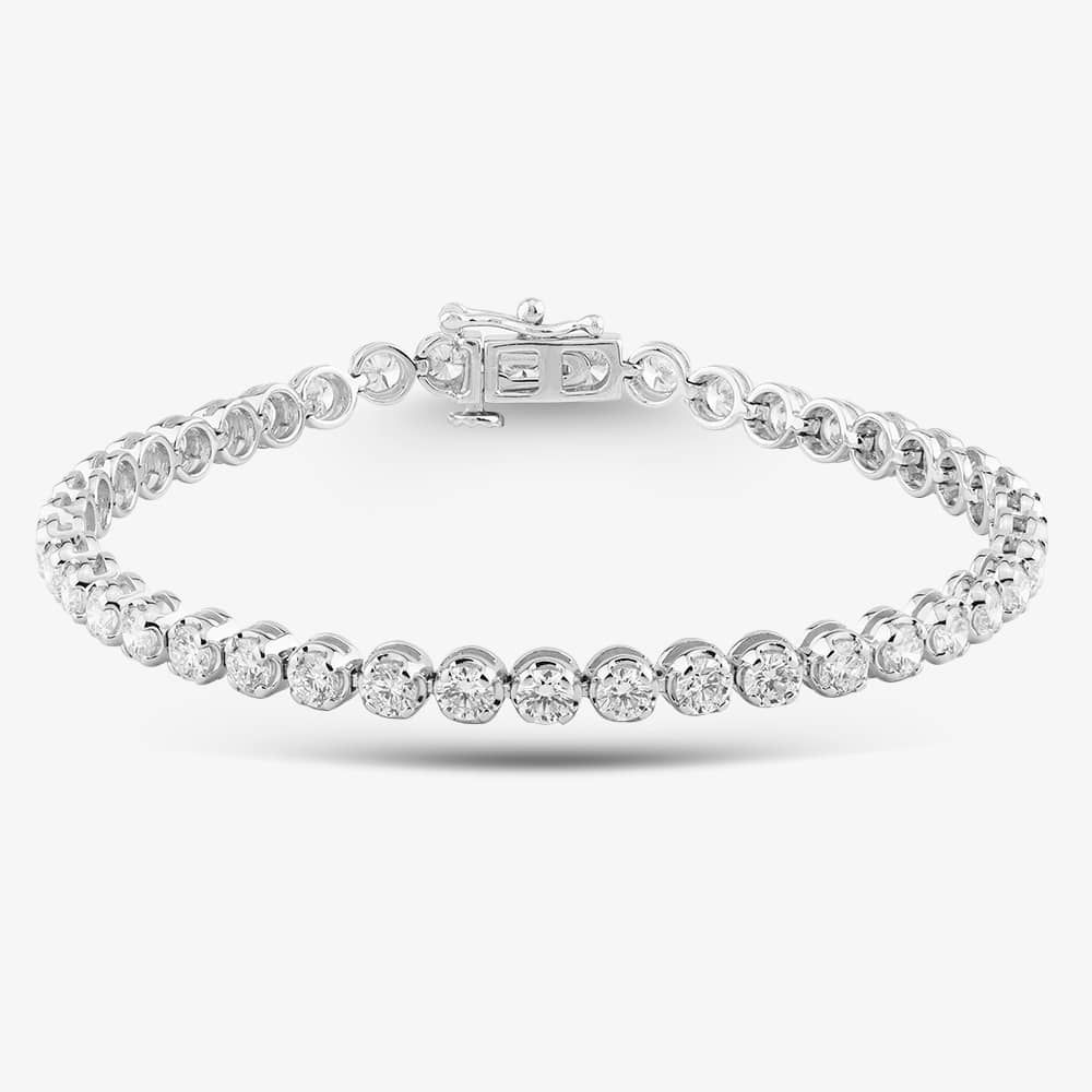 9ct White Gold Certificated Lab Grown 5.00ct Diamond Tennis Bracelet