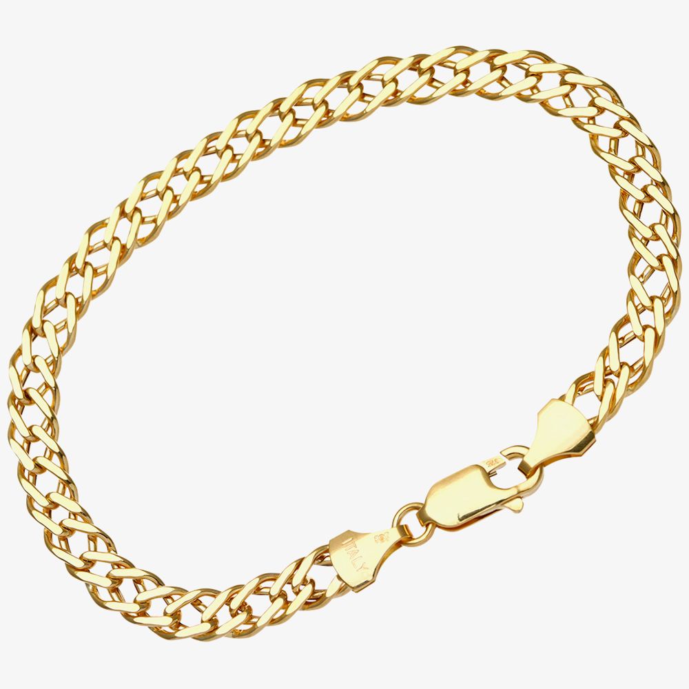 9ct Yellow Gold 7.5 Inch Double Curb Chain Bracelet