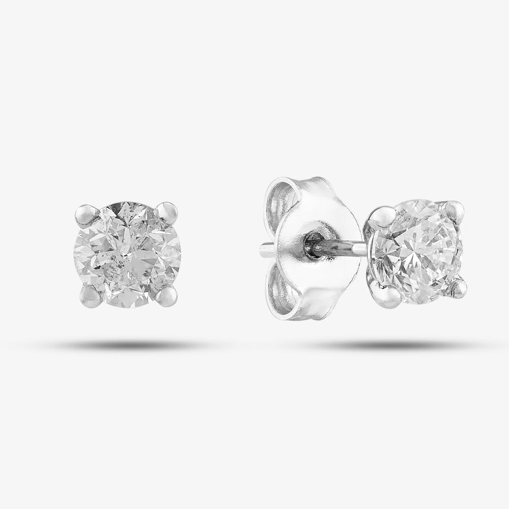 Platinum 1.00ct Brilliant Cut Diamond Stud Earrings