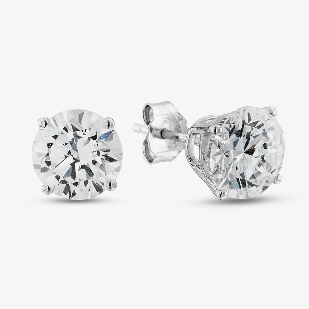 Pure Brilliance 9ct White Gold Certified Lab Grown 4.00ct Brilliant Cut Diamond Stud Earrings
