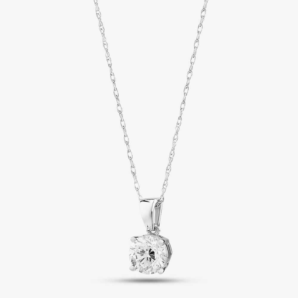 14ct White Gold Certificated Lab Grown 2.00ct Diamond Necklace