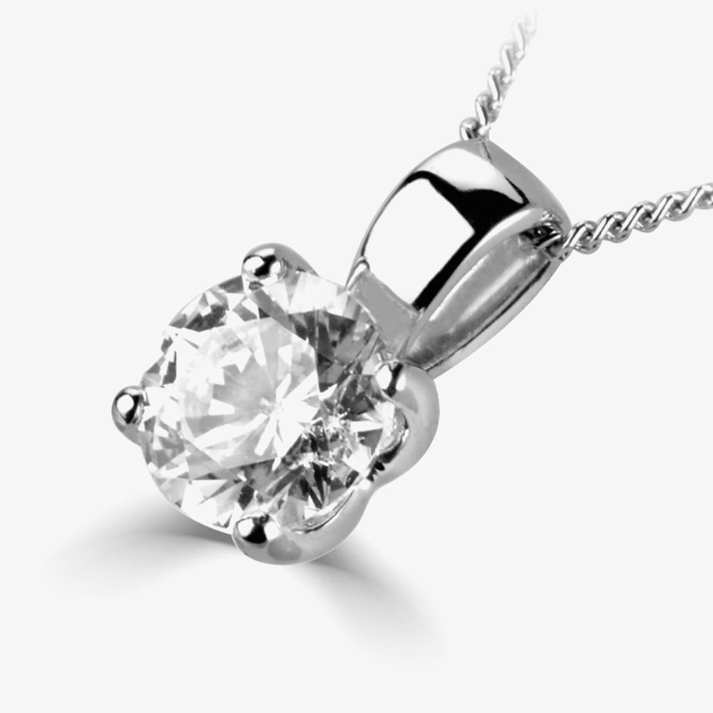 1888 Collection Platinum Brilliant Cut 0.50ct Four Claw Diamond Pendant & Chain