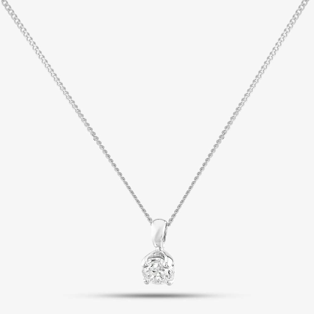 18ct White Gold 0.40ct Brilliant Cut Diamond Solitaire Necklace