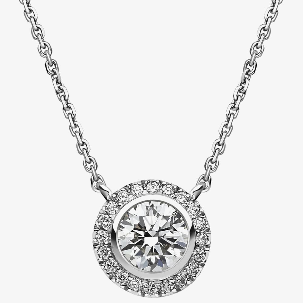 18ct White Gold 0.98ct Diamond Round Cluster Necklace