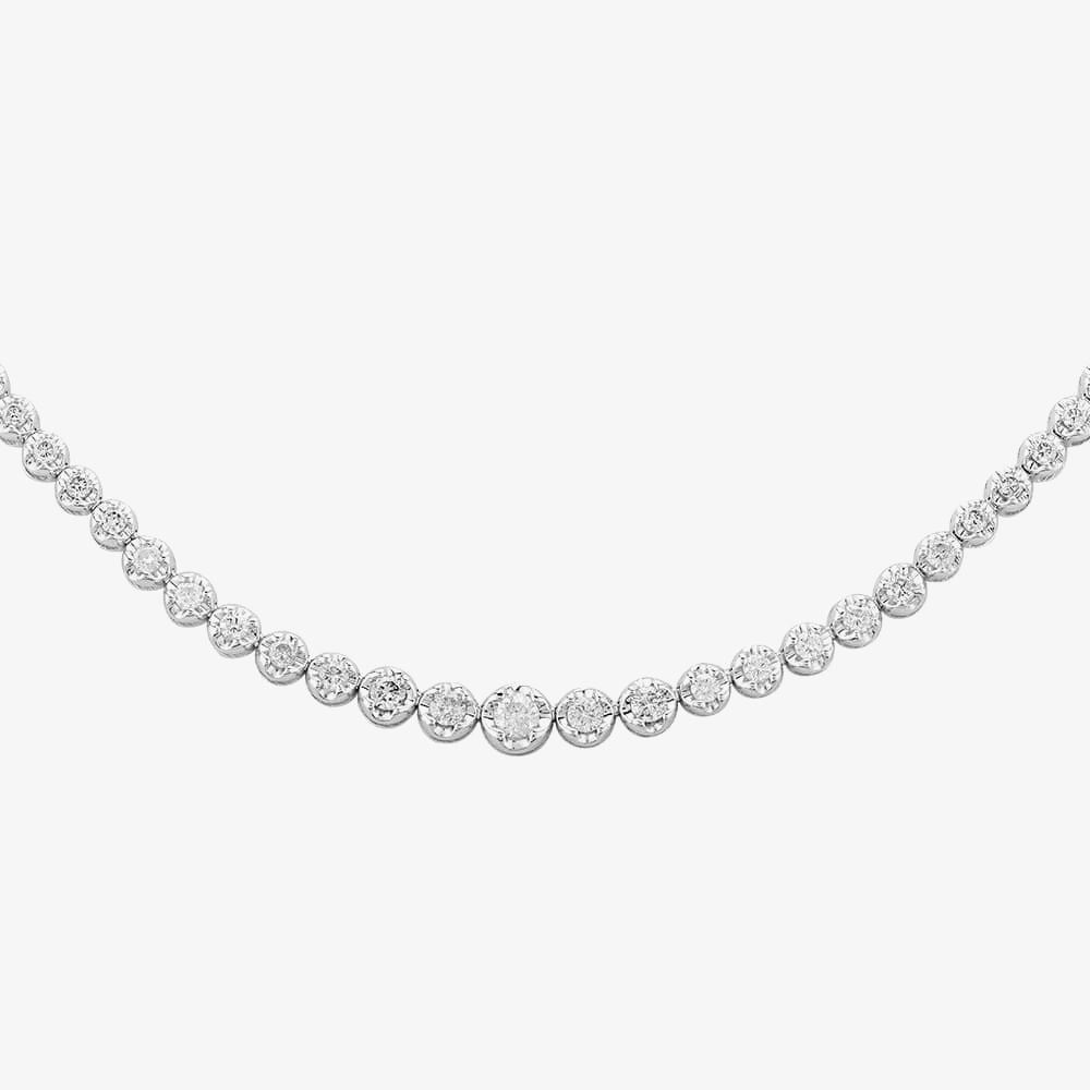 9ct White Gold 3.00ct Diamond Tennis Necklet