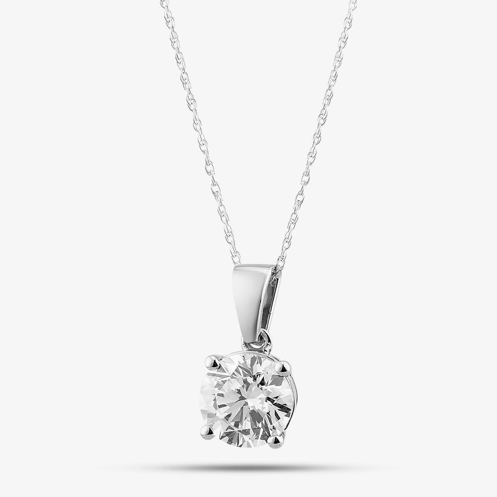 Pure Brilliance 9ct White Gold Certified Lab Grown 2.00ct Brilliant Cut Diamond Pendant Necklace