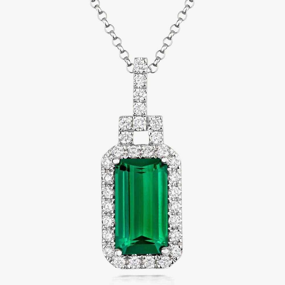 Tivon 18ct White Gold Green Tourmaline & Diamond Necklace