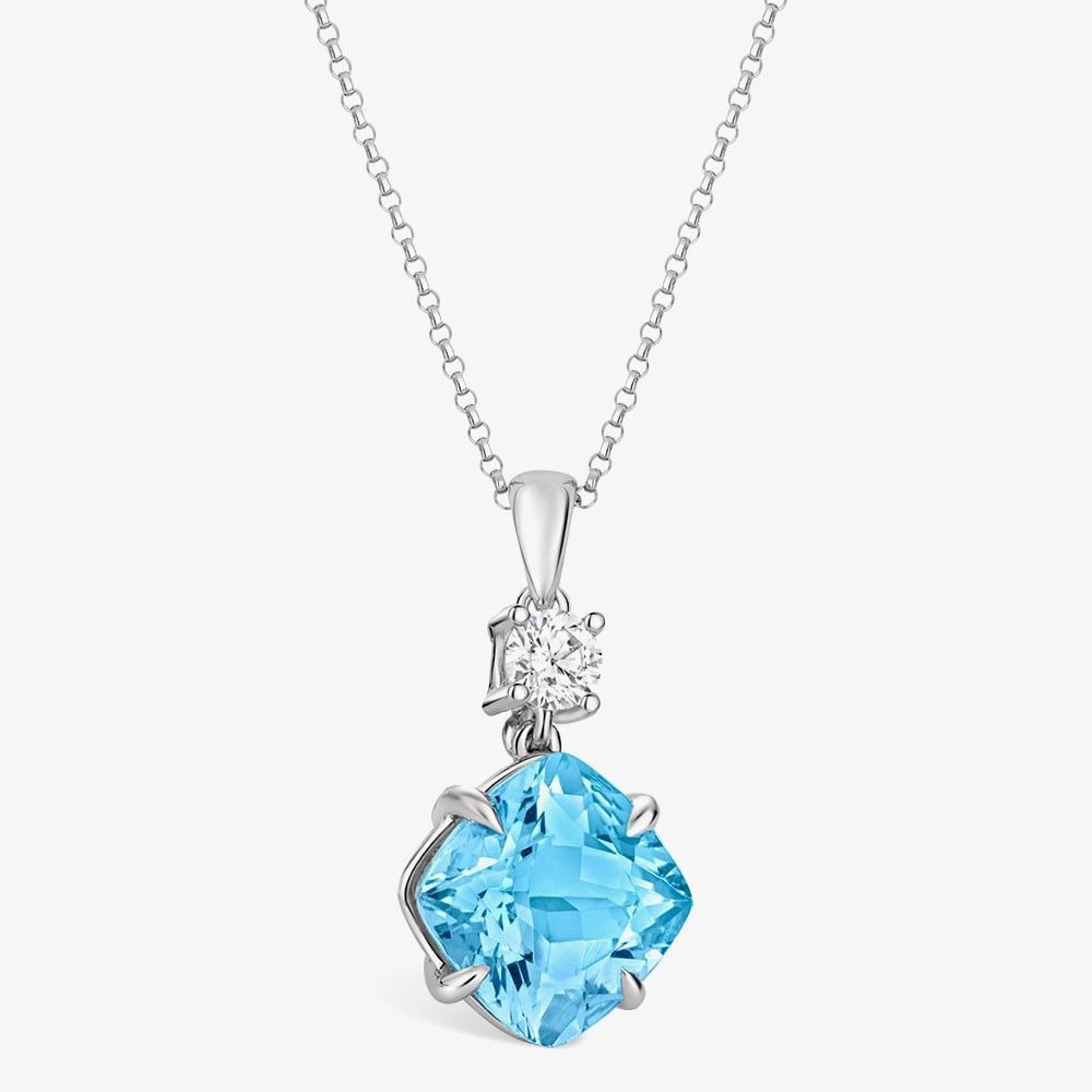 Tivon 18ct White Gold Santa Maria Aquamarine and Diamond Necklace