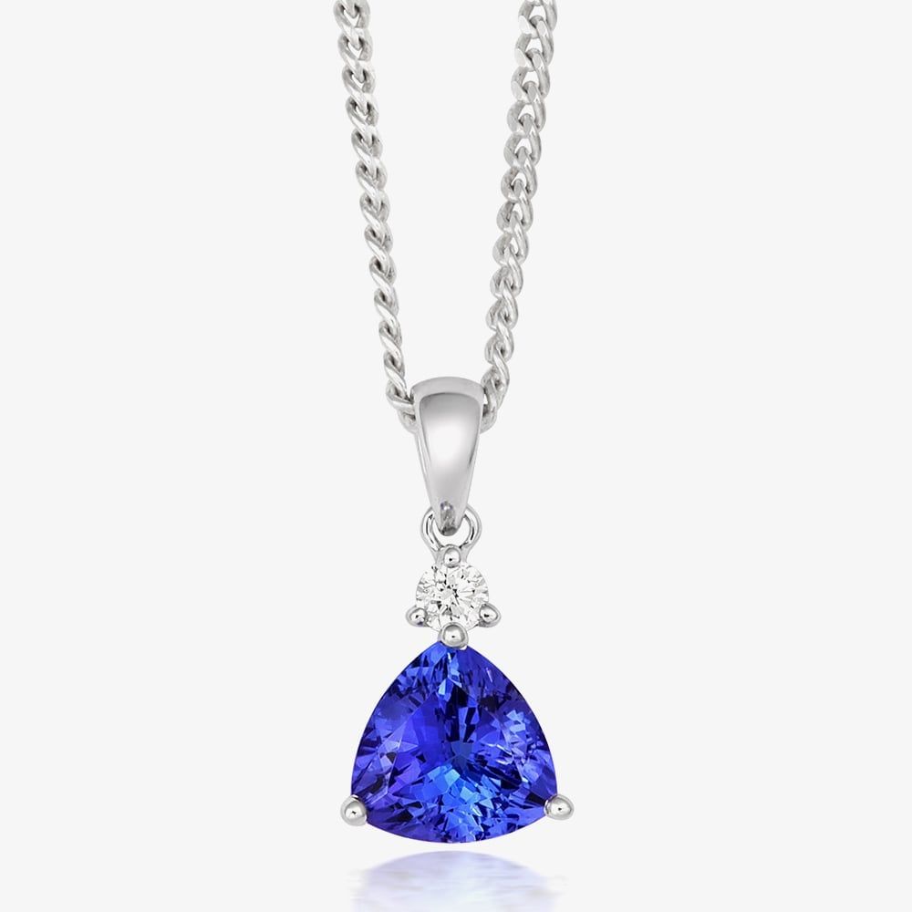 Tivon Classic 18ct White Gold Trillion-Cut Tanzanite & Diamond Necklace